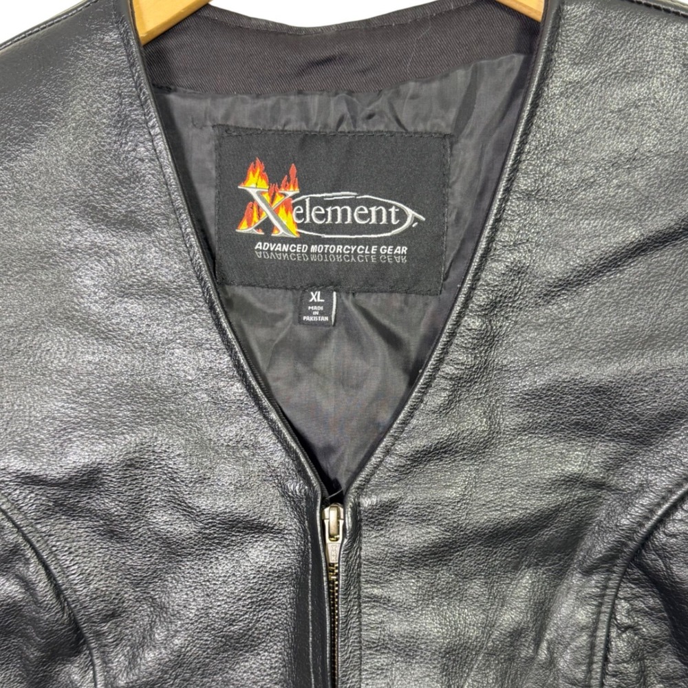 Xelement Womens Leather Motorcycle Vest XL Black Biker NWT Zip Front Pockets - Picture 3 of 9